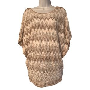 White House Black Market Loose Knit Chevron Pattern Dolman Sleeve Top Size Small